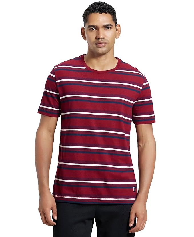Jockey Men's Striped Round Neck Half Sleeve T-Shirt- UM42