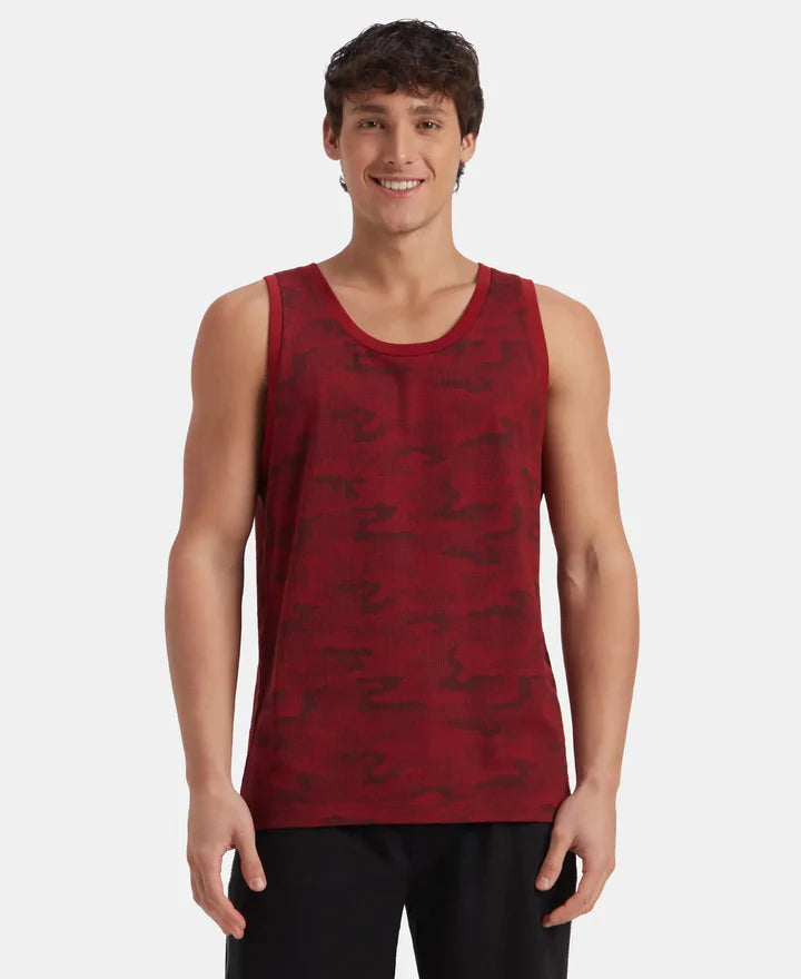 Jockey Men's Dryfit Printed Round Neck Tank Top-AM67