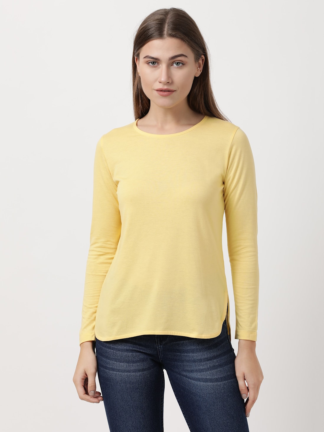 Jockey Women's Solid Round Neck Full Sleeve T-Shirt- RX21