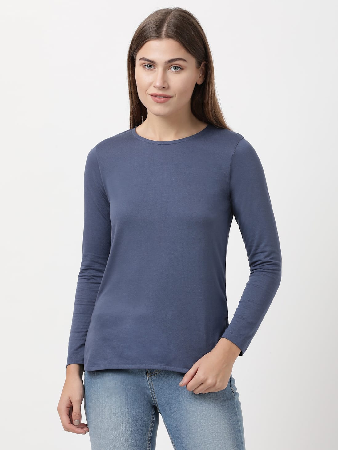 Jockey Women's Solid Round Neck Full Sleeve T-Shirt- RX21