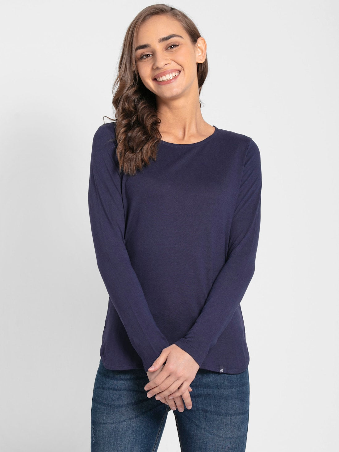 Jockey Women's Solid Round Neck Full Sleeve T-Shirt- RX21
