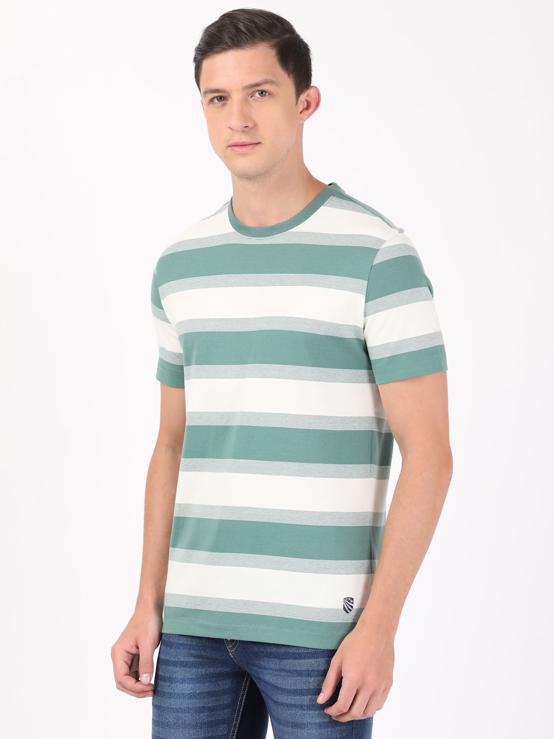 Jockey Men's Striped Round Neck Half Sleeve T-Shirt- UM42
