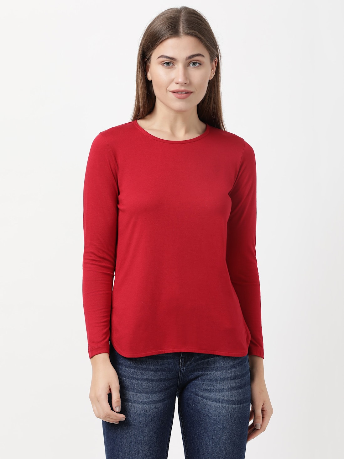 Jockey Women's Solid Round Neck Full Sleeve T-Shirt- RX21