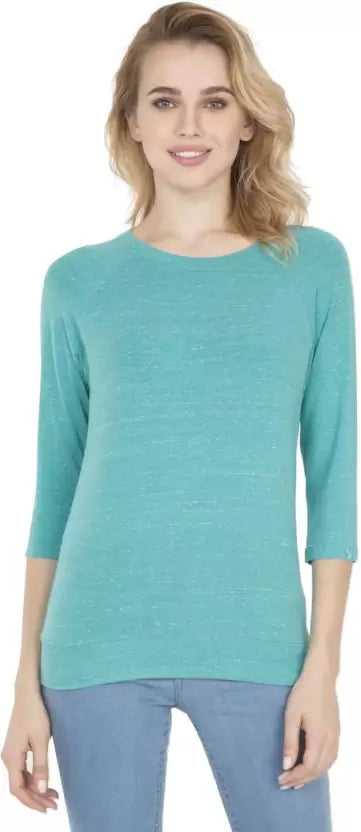 Jockey Women's Solid Round Neck Three Quarter Sleeve T-Shirt- AW14