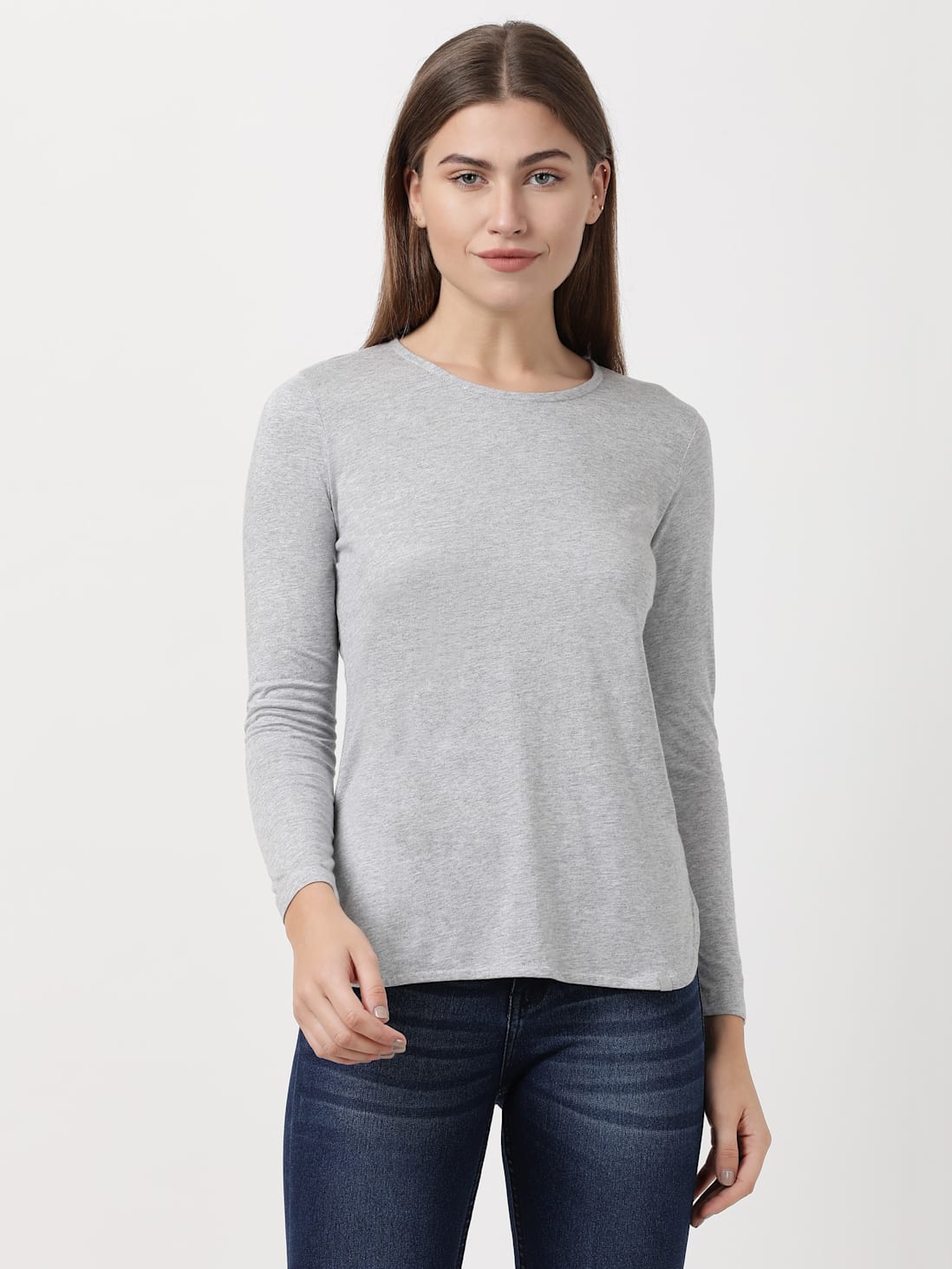 Jockey Women's Solid Round Neck Full Sleeve T-Shirt- RX21