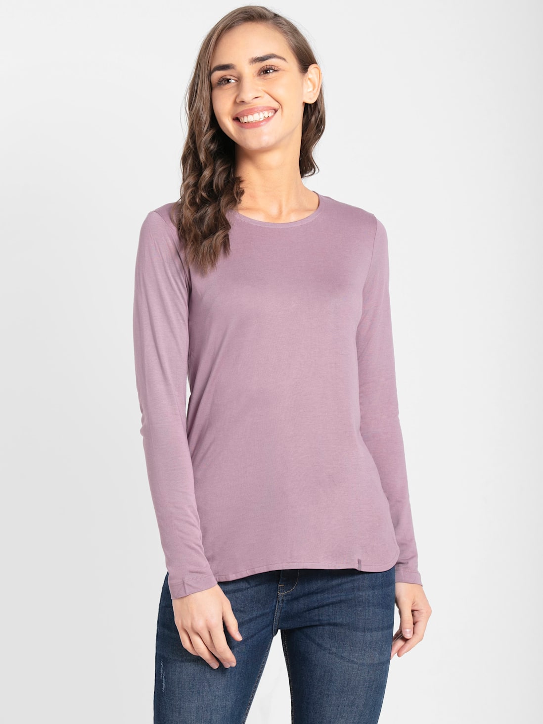Jockey Women's Solid Round Neck Full Sleeve T-Shirt- RX21