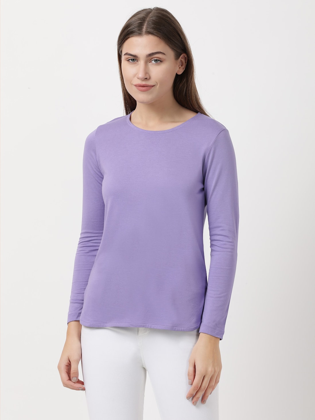 Jockey Women's Solid Round Neck Full Sleeve T-Shirt- RX21