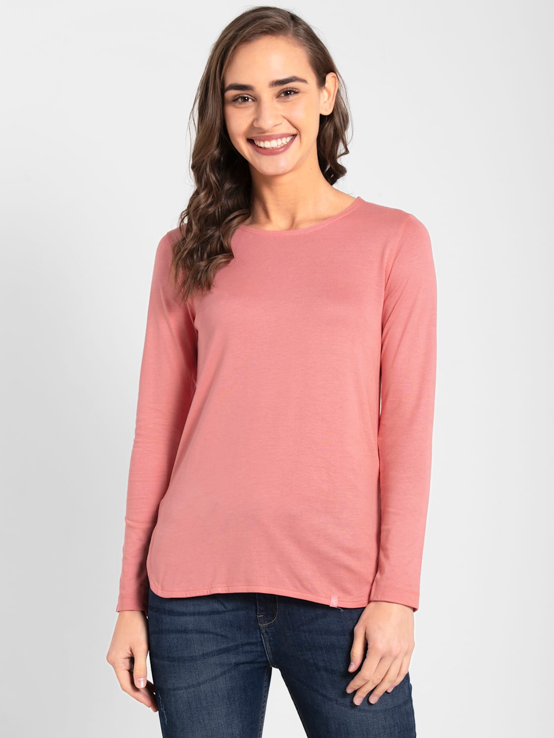 Jockey Women's Solid Round Neck Full Sleeve T-Shirt- RX21 – Snow White