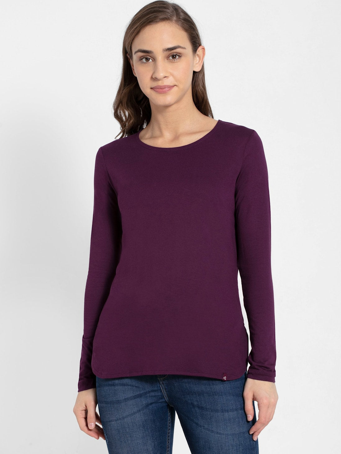 Jockey Women's Solid Round Neck Full Sleeve T-Shirt- RX21