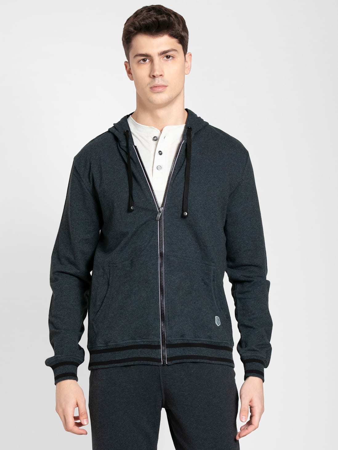 Jockey Men's Hoodie Jacket with Ribbed Cuffs- UM05