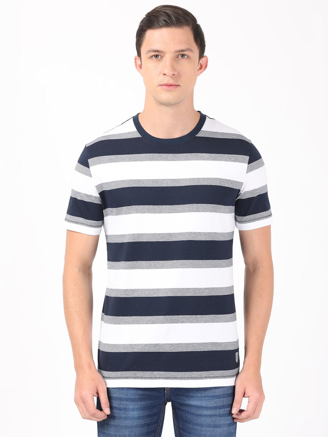 Jockey Men's Striped Round Neck Half Sleeve T-Shirt- UM42