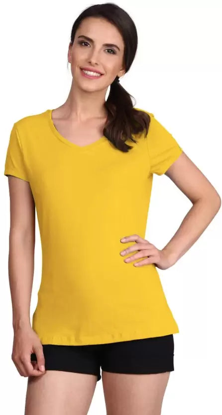 Jockey Women's Solid V Neck Half Sleeve T-Shirt- 1359
