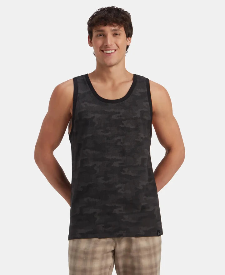 Jockey Men's Dryfit Printed Round Neck Tank Top-AM67
