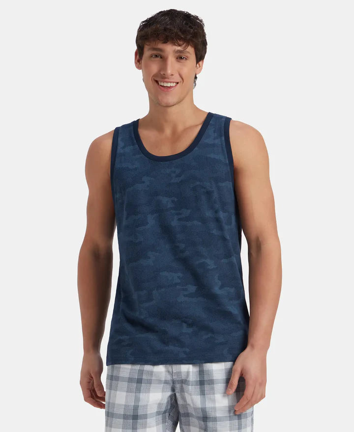 Jockey Men's Dryfit Printed Round Neck Tank Top-AM67