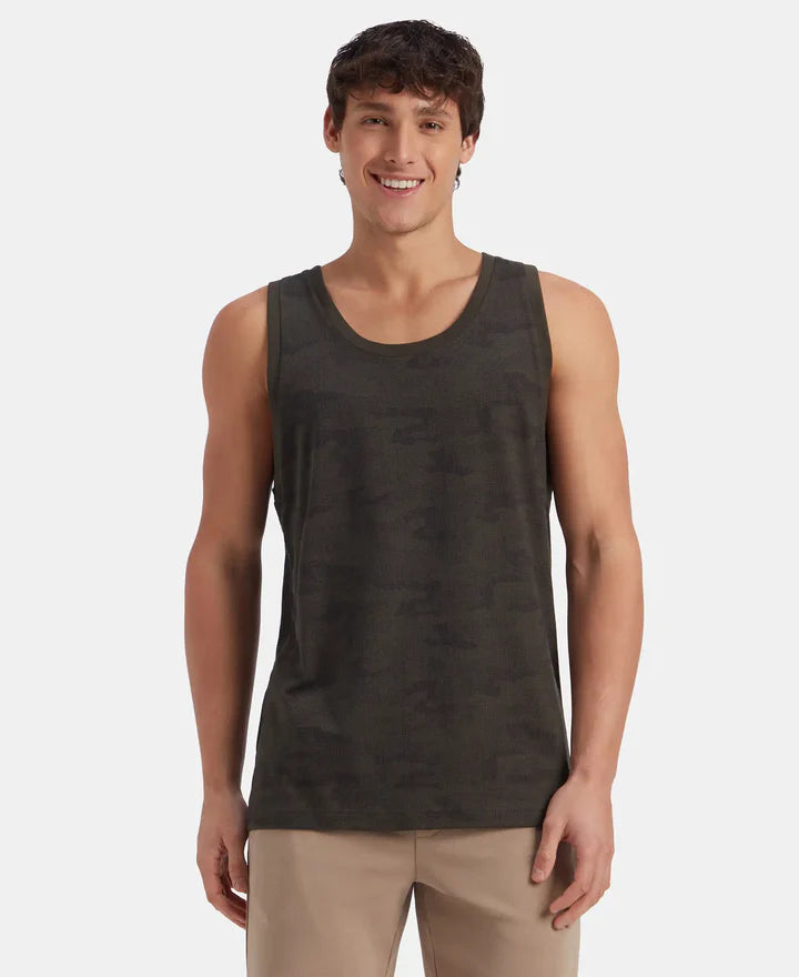 Jockey Men's Dryfit Printed Round Neck Tank Top-AM67