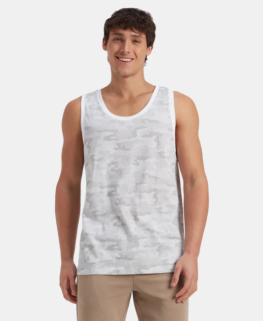 Jockey Men's Dryfit Printed Round Neck Tank Top-AM67
