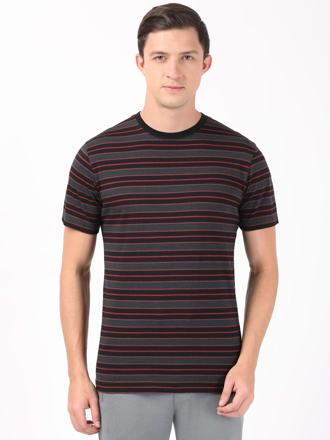 Jockey Men's Striped Round Neck Half Sleeve T-Shirt- 2715