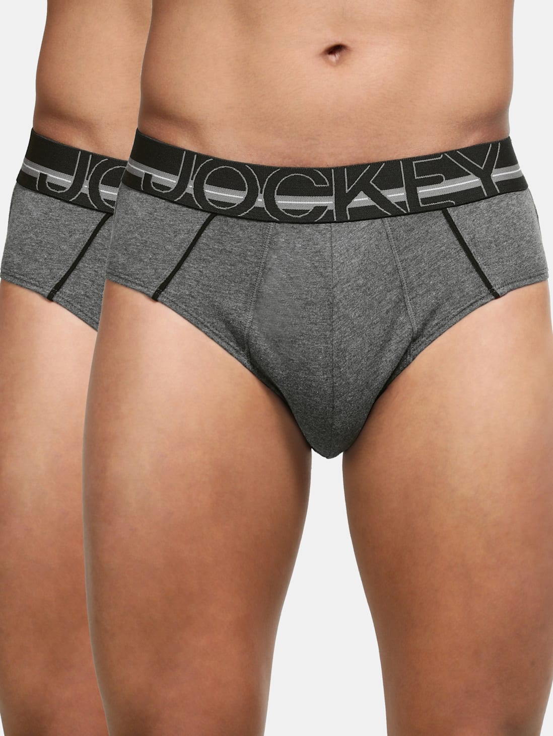 Jockey Men's Solid Brief with Waistband- US14 (Pack of 2)