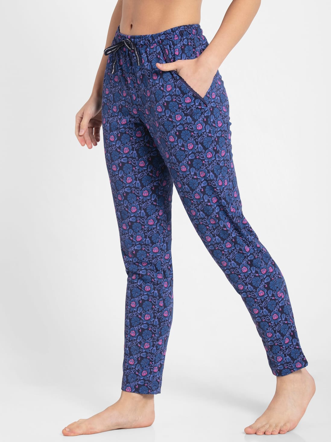 Jockey Women's Printed Pyjama with Lace Trim on Pockets- RX09