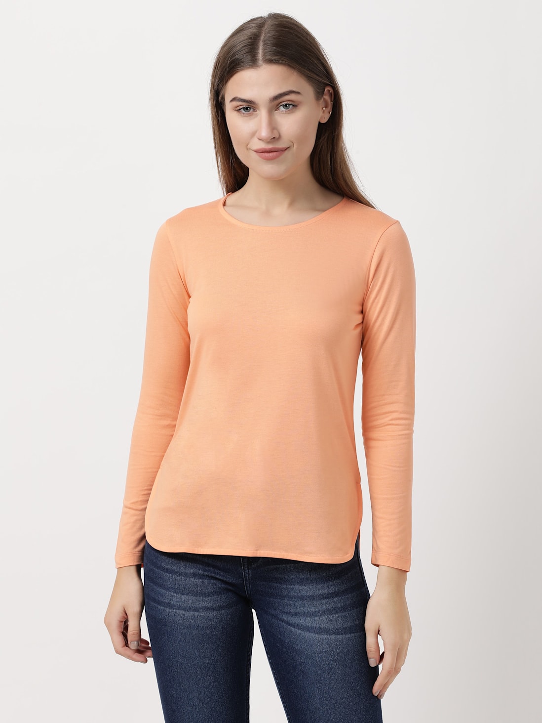 Jockey Women's Solid Round Neck Full Sleeve T-Shirt- RX21