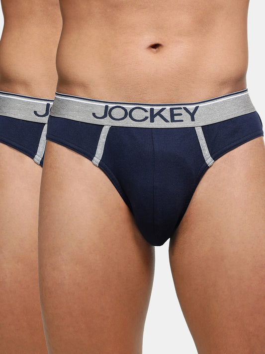 Jockey Men's Cotton Rib Solid Brief- 8044 (Pack Of 2)