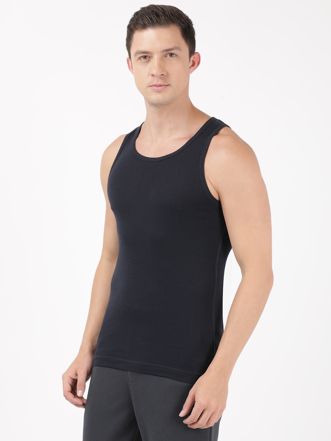 Jockey Men's Rib Round Neck Sleeveless Vest- FP04