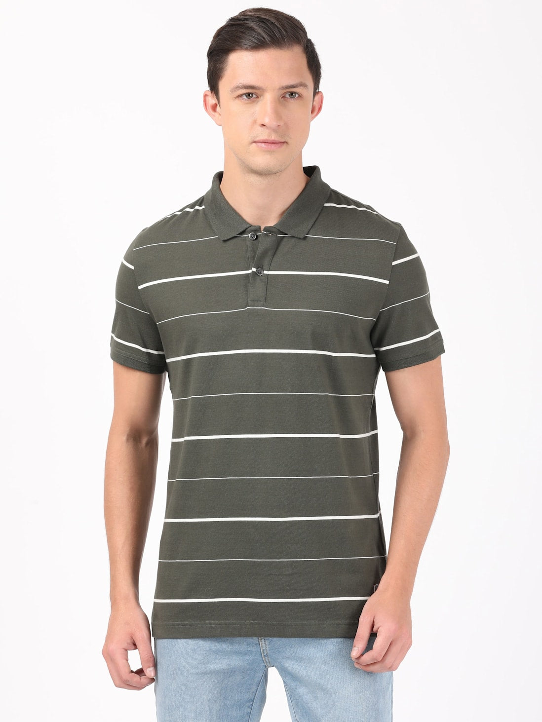 Jockey Men's Striped Half Sleeve Polo T-Shirt- UM15