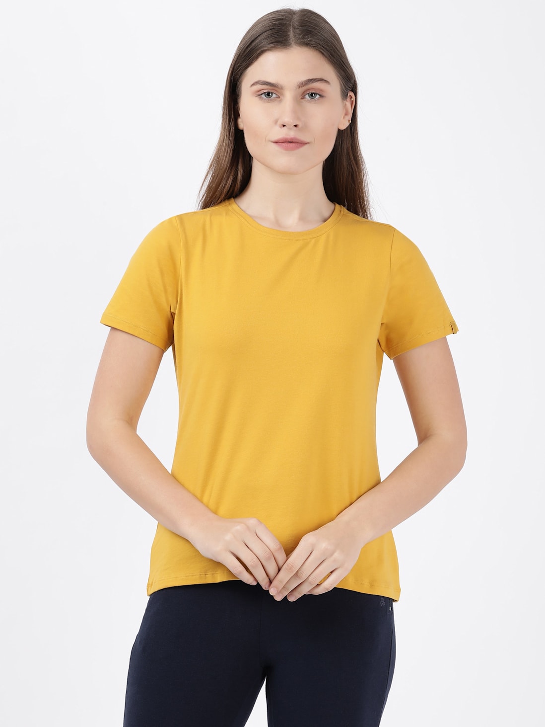 Jockey Women's Solid Round Neck Half Sleeve T-Shirt- 1515