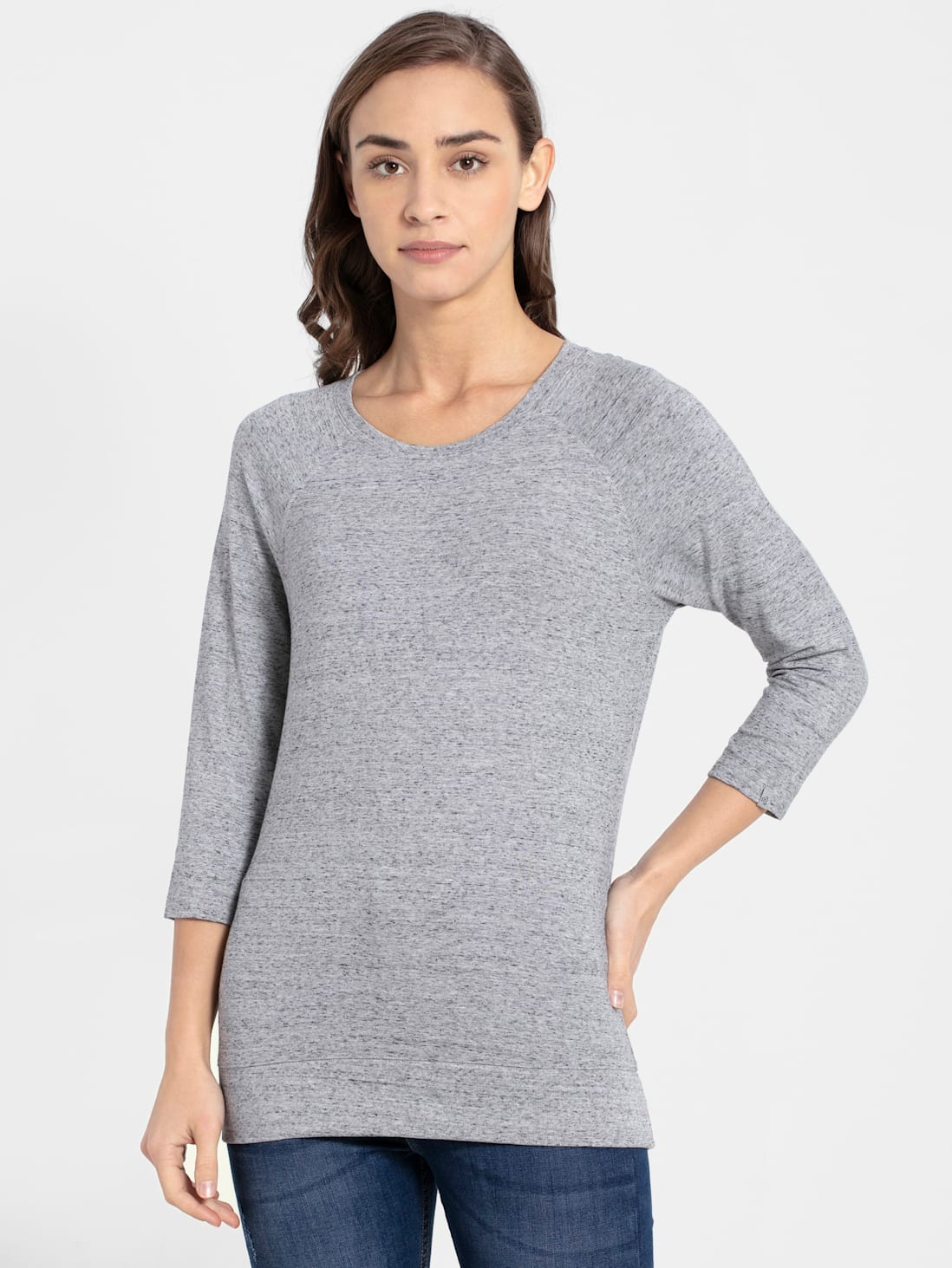 Jockey Women's Solid Round Neck Three Quarter Sleeve T-Shirt- AW14