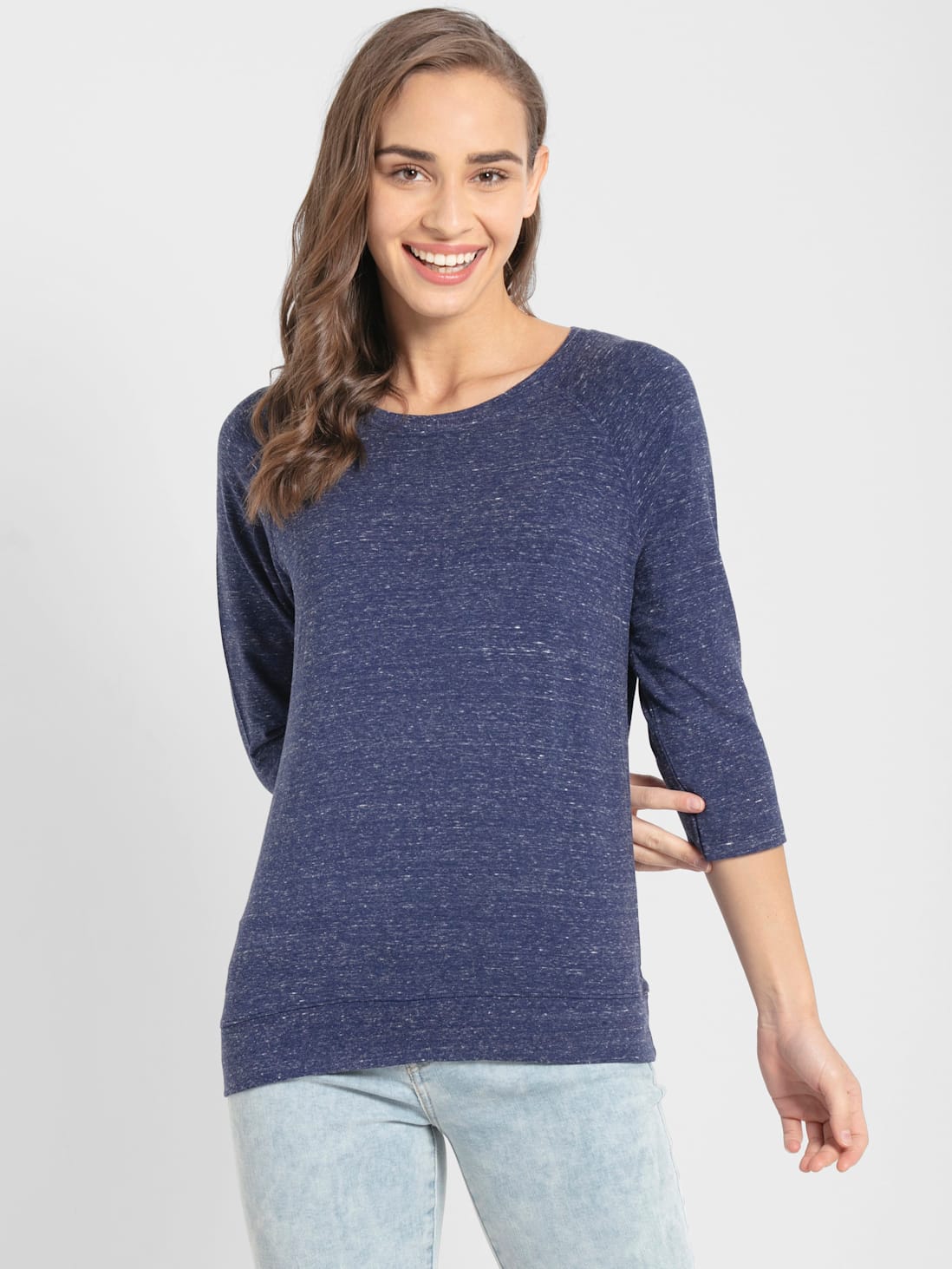 Jockey Women's Solid Round Neck Three Quarter Sleeve T-Shirt- AW14