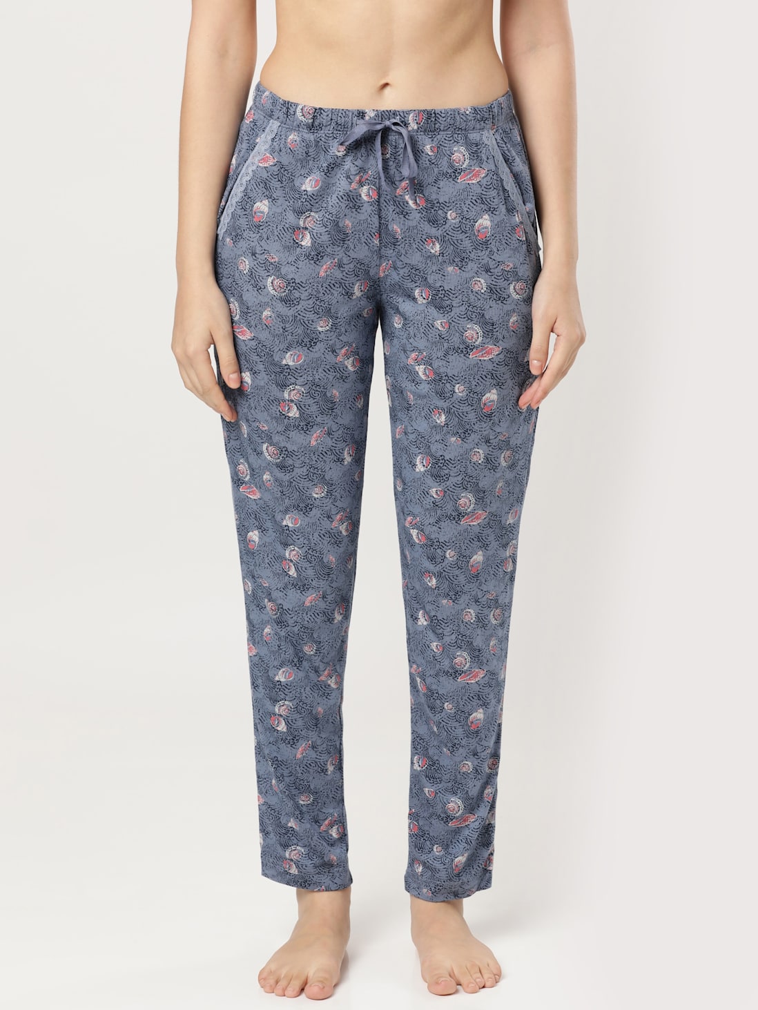 Jockey Women's Printed Pyjama with Lace Trim on Pockets- RX09