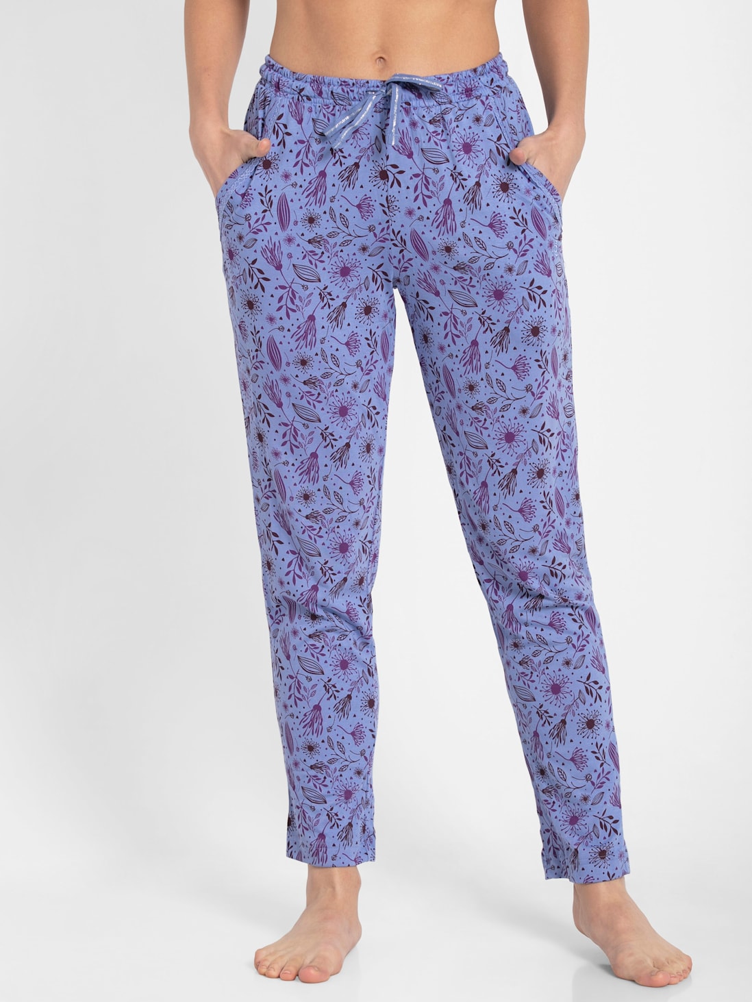 Jockey Women's Printed Pyjama with Lace Trim on Pockets- RX09