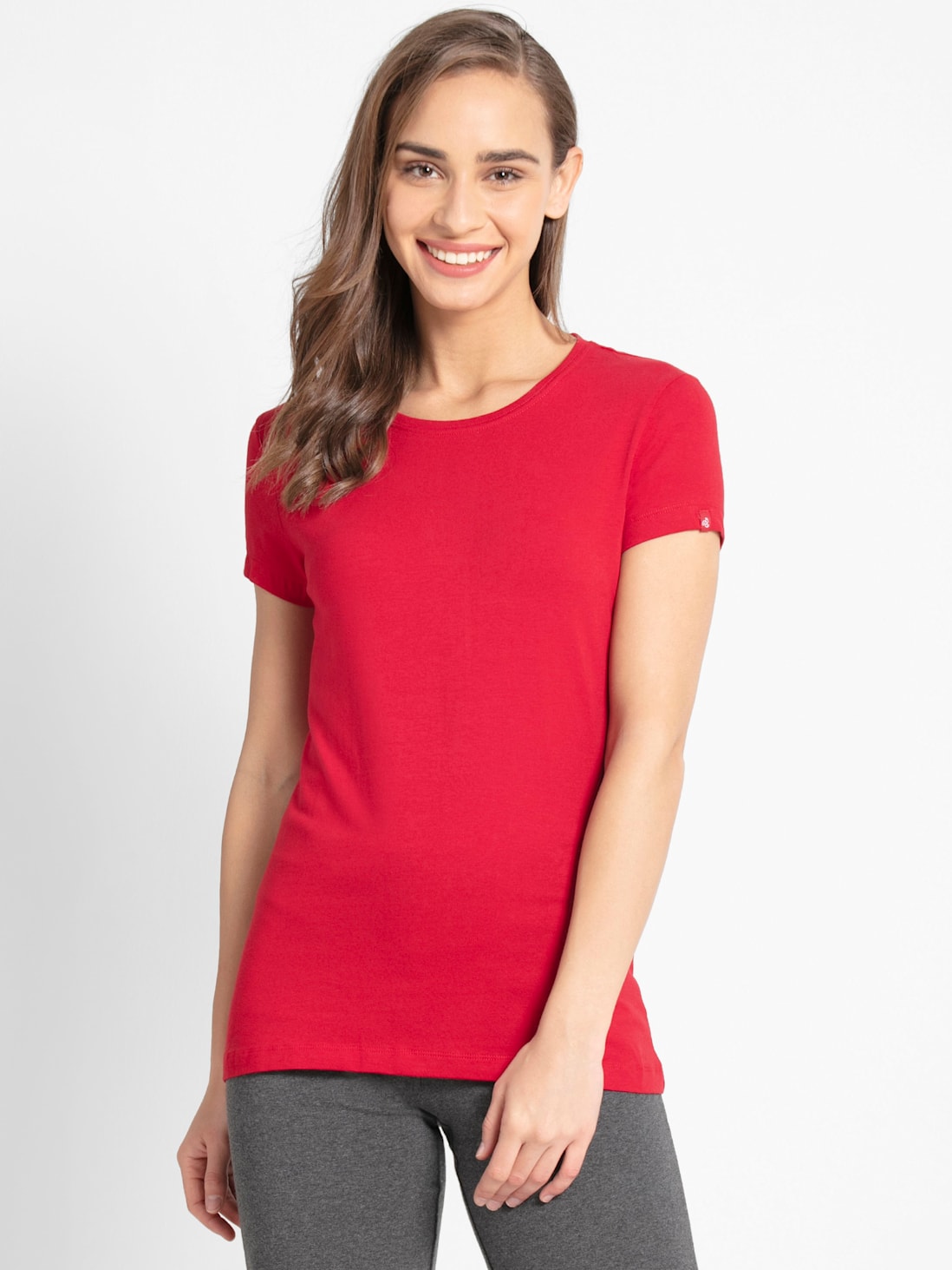 Jockey Women's Solid Round Neck Half Sleeve T-Shirt- 1515