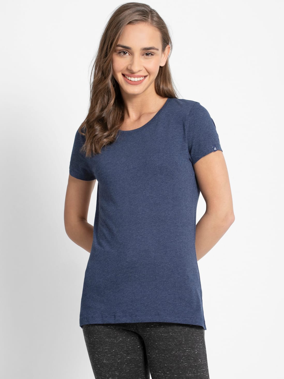 Jockey Women's Solid Round Neck Half Sleeve T-Shirt- 1515