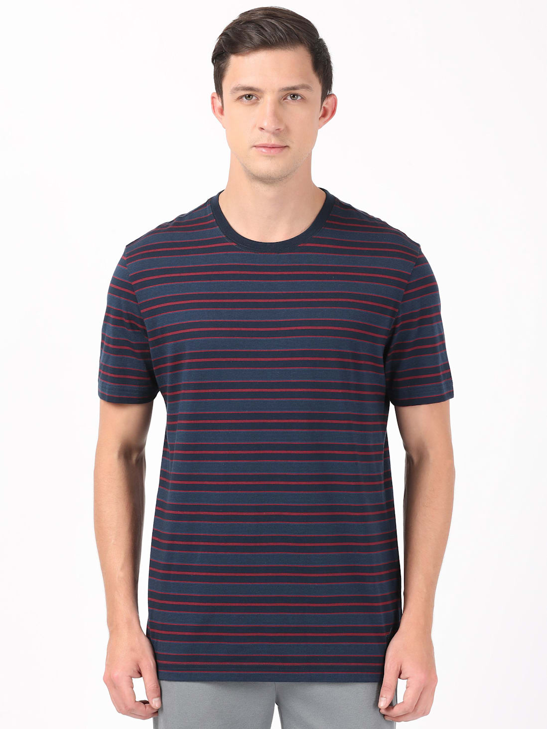 Jockey Men's Striped Round Neck Half Sleeve T-Shirt- 2715