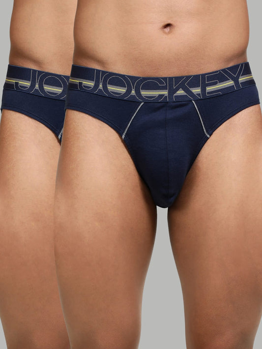 Jockey Men's Cotton Rib Solid Brief- US17 (Pack of 2)