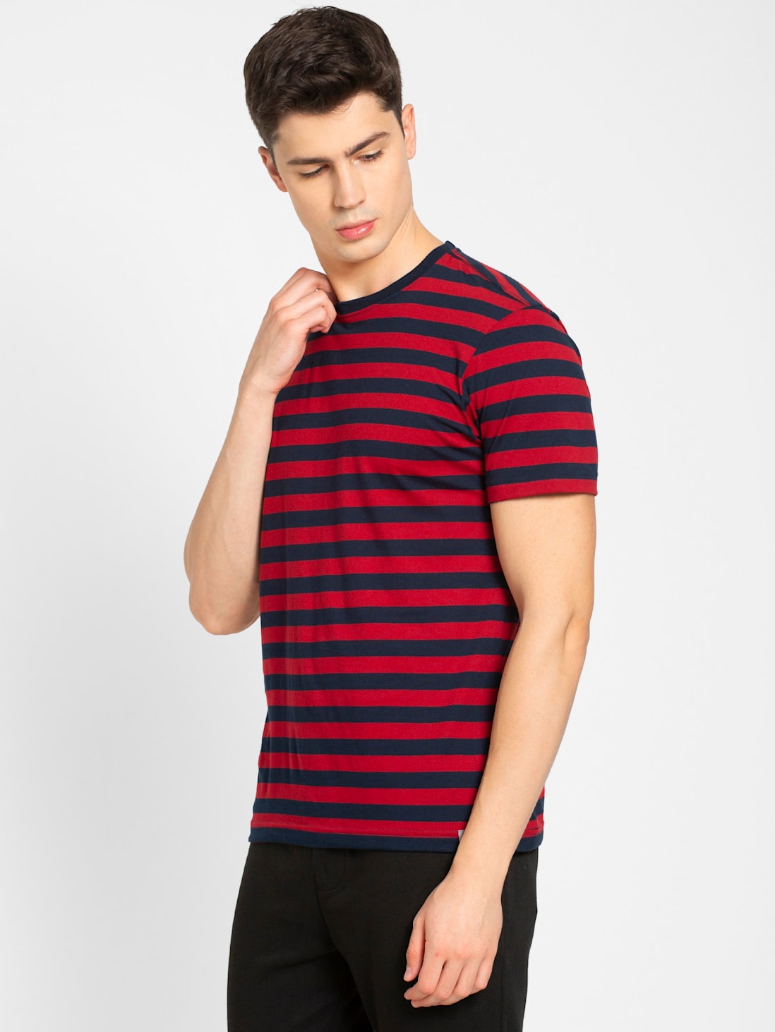 Jockey Men's Striped Round Neck Half Sleeve T-Shirt- 2715