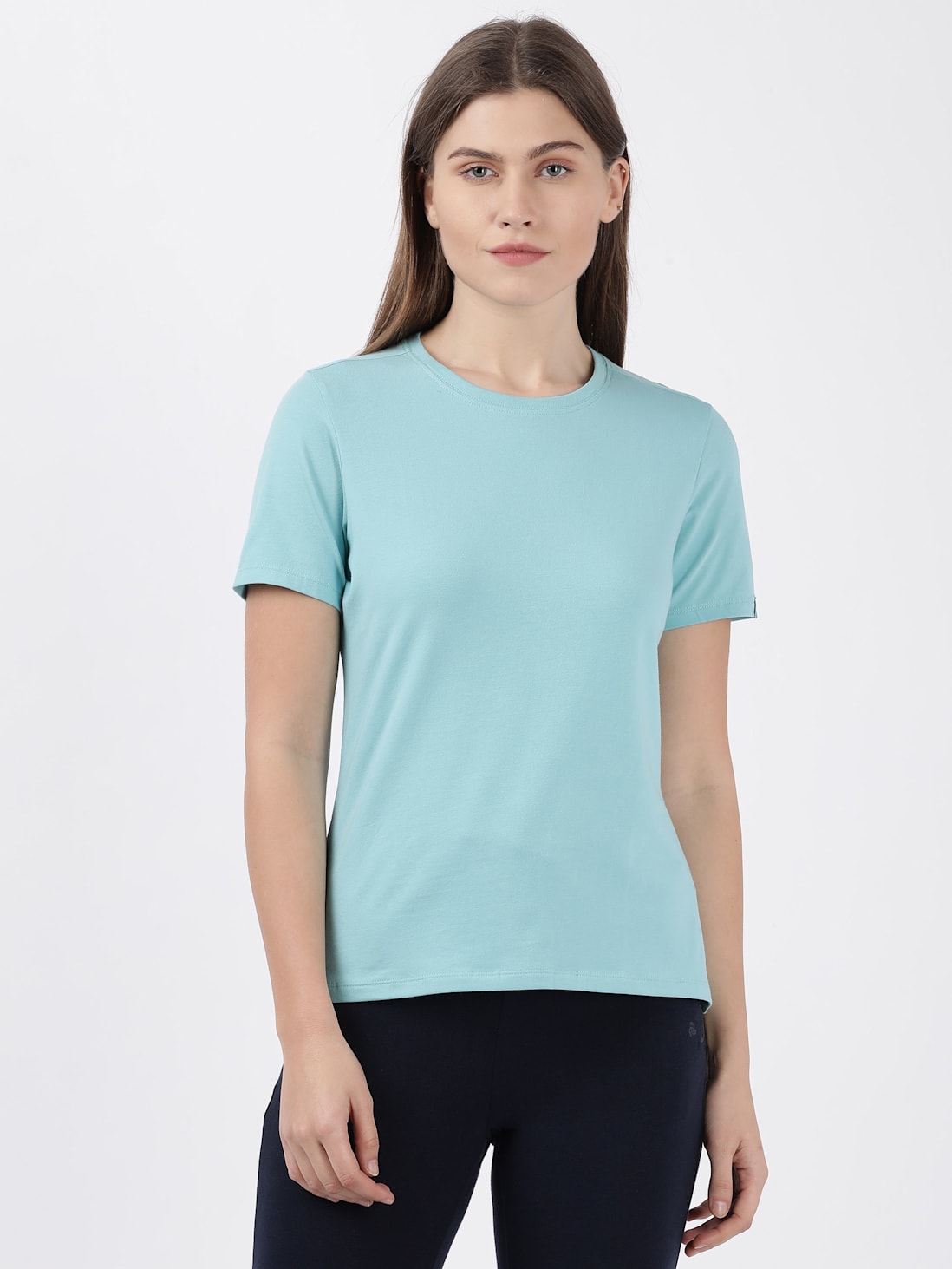 Jockey Women's Solid Round Neck Half Sleeve T-Shirt- 1515