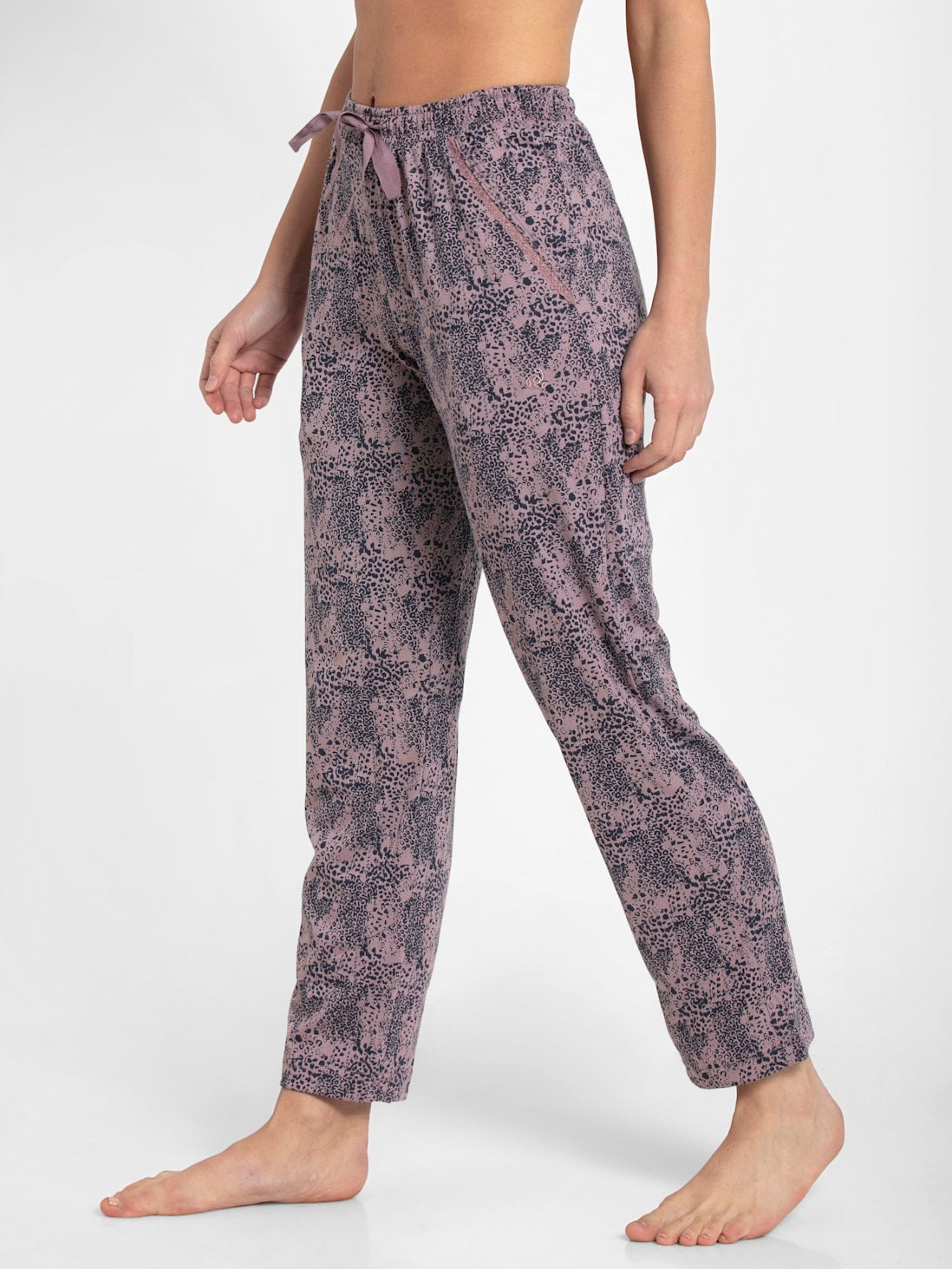 Jockey Women's Printed Pyjama with Lace Trim on Pockets- RX09