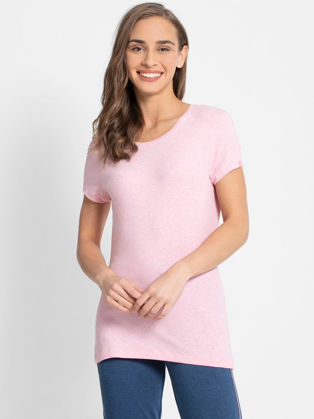 Jockey Women's Solid Round Neck Half Sleeve T-Shirt- 1515