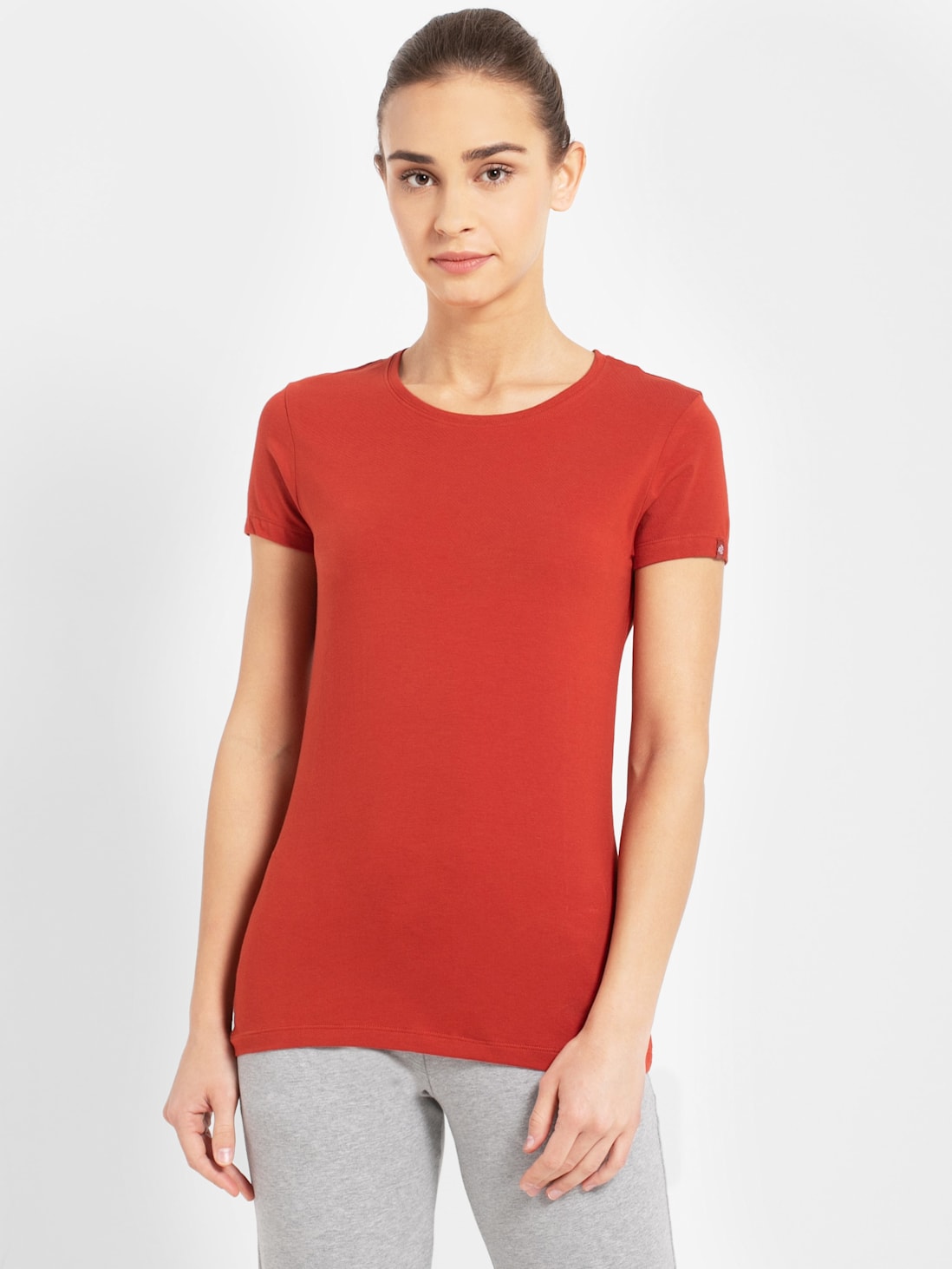 Jockey Women's Solid Round Neck Half Sleeve T-Shirt- 1515