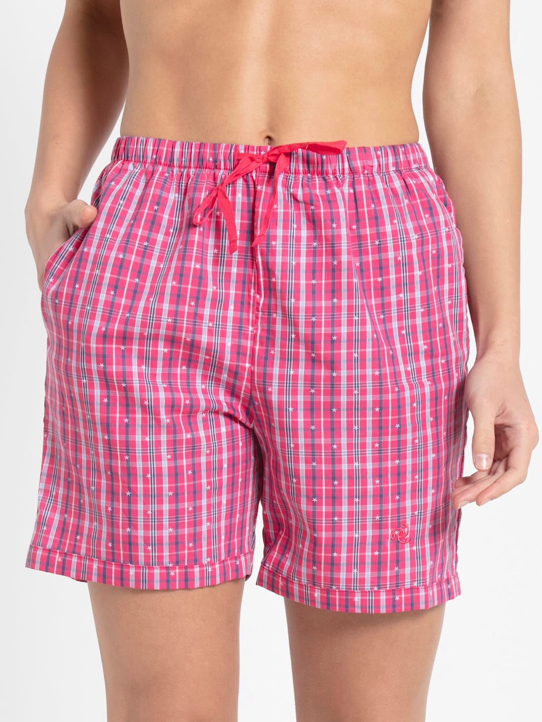 Jockey Women's Checkered Shorts with Side Pockets- RX15