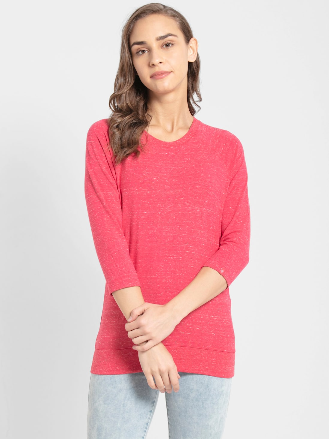 Jockey Women's Solid Round Neck Three Quarter Sleeve T-Shirt- AW14