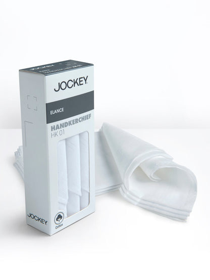 Jockey Plain White Cotton Handkerchief- HK01 (Pack of 3)