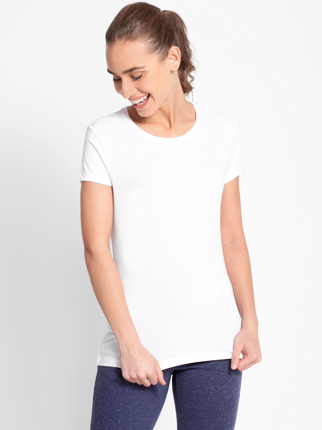 Jockey Women's Solid Round Neck Half Sleeve T-Shirt- 1515